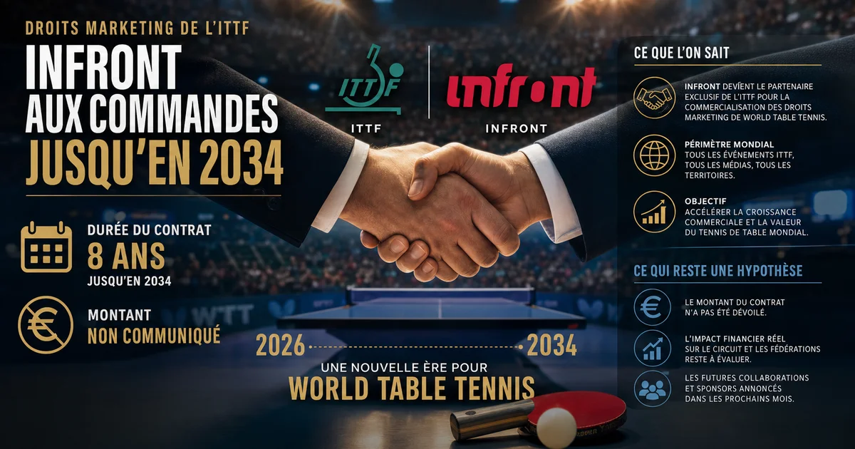 Droits marketing de l'ITTF : Infront aux commandes jusqu'en 2034